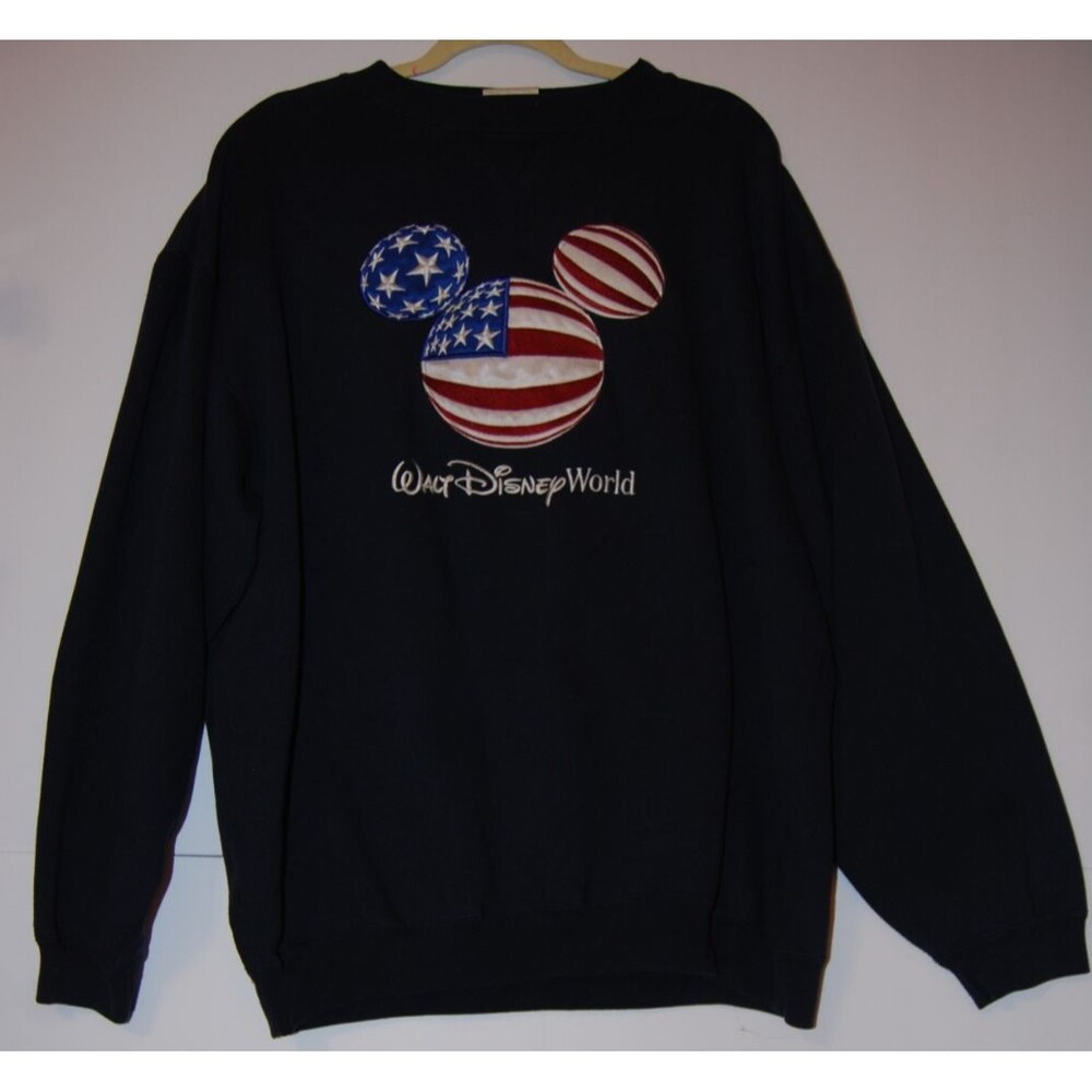 Vintage Mickey Mouse Sweatshirt Size L/XL 90s Mickey Head and Ears American Flag